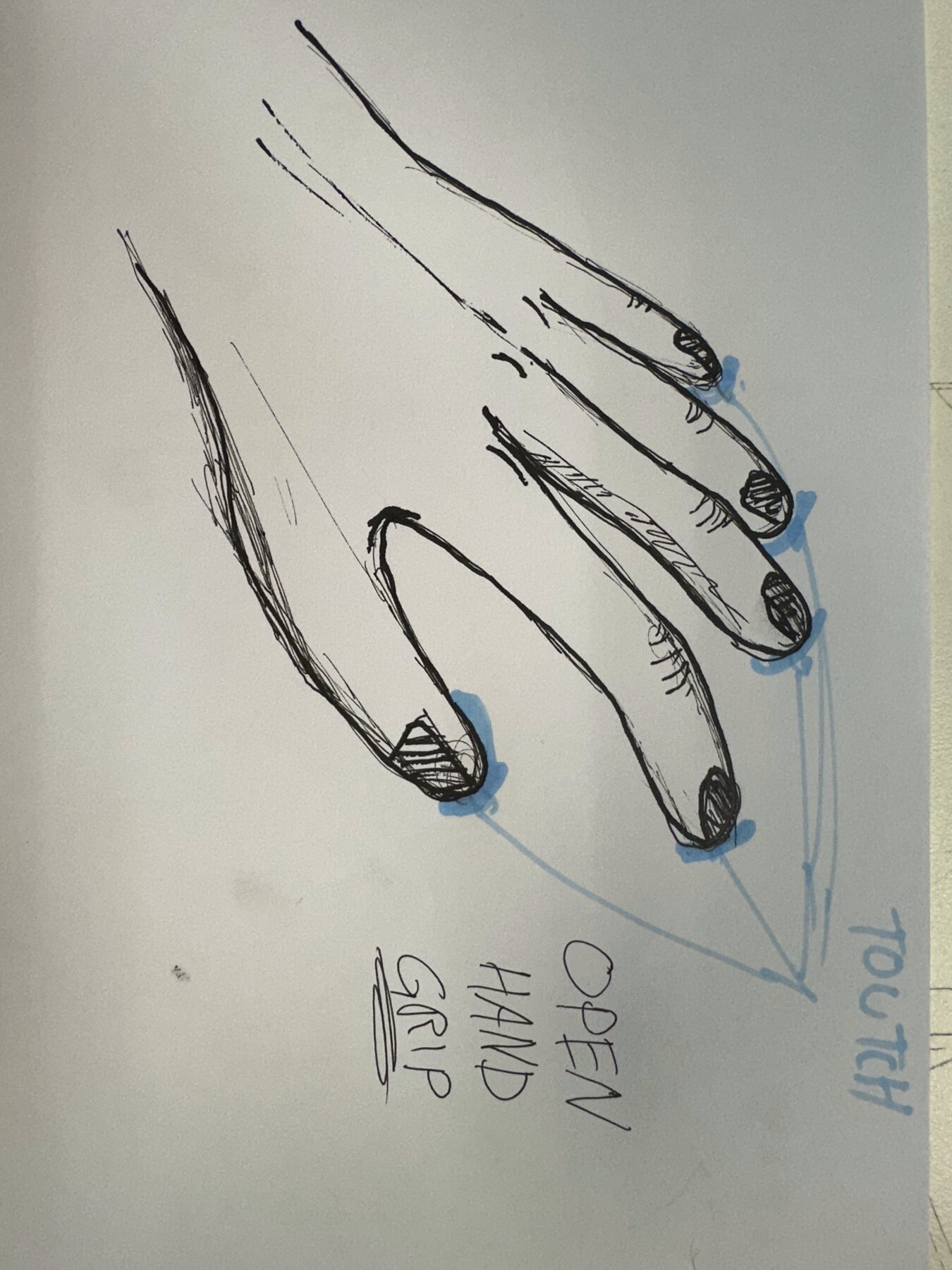Hand sketch of a relaxed, open hand